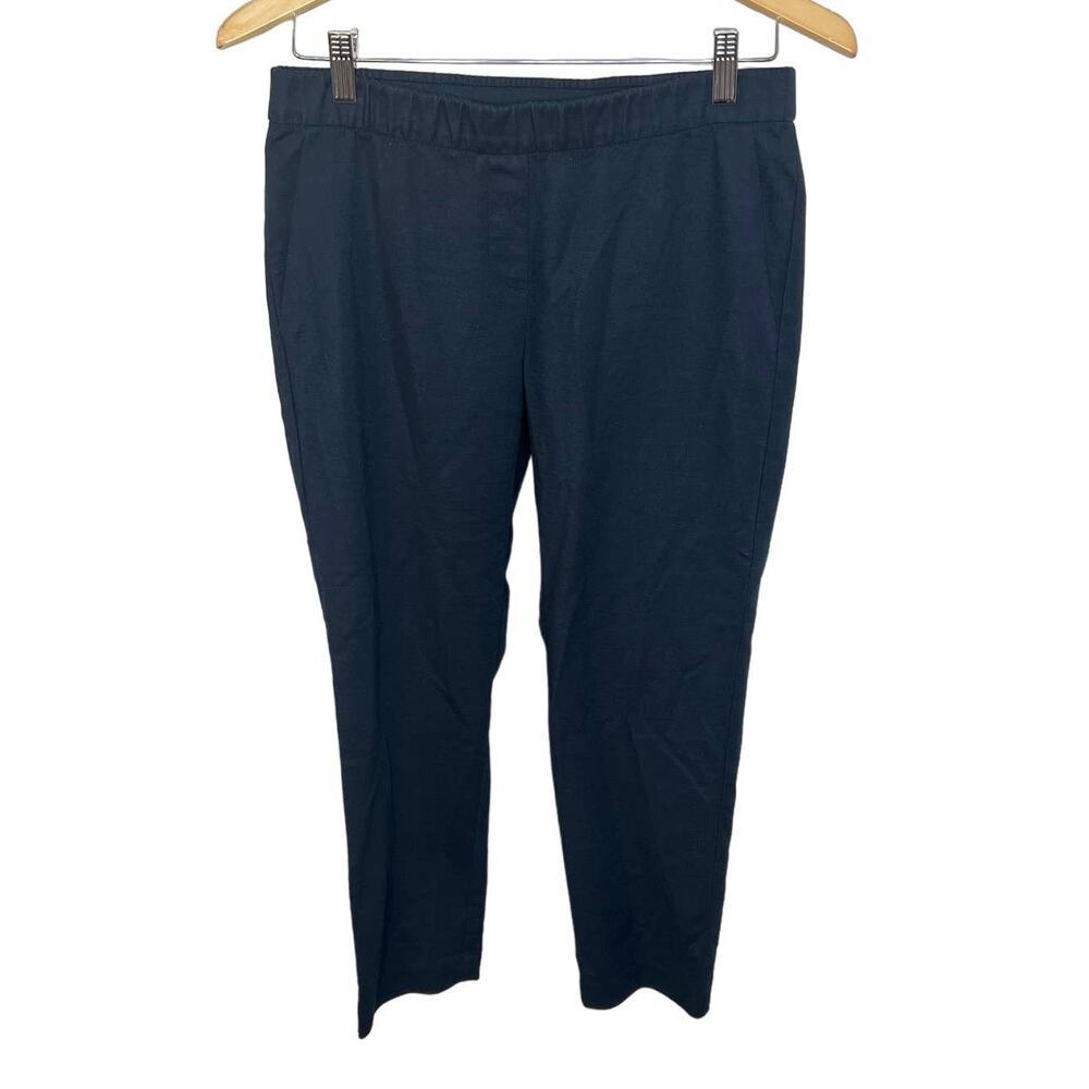 J. JILL Women's 8 Petite Pull On Ponte Knit Trouser Pant Straight Leg Navy Blue